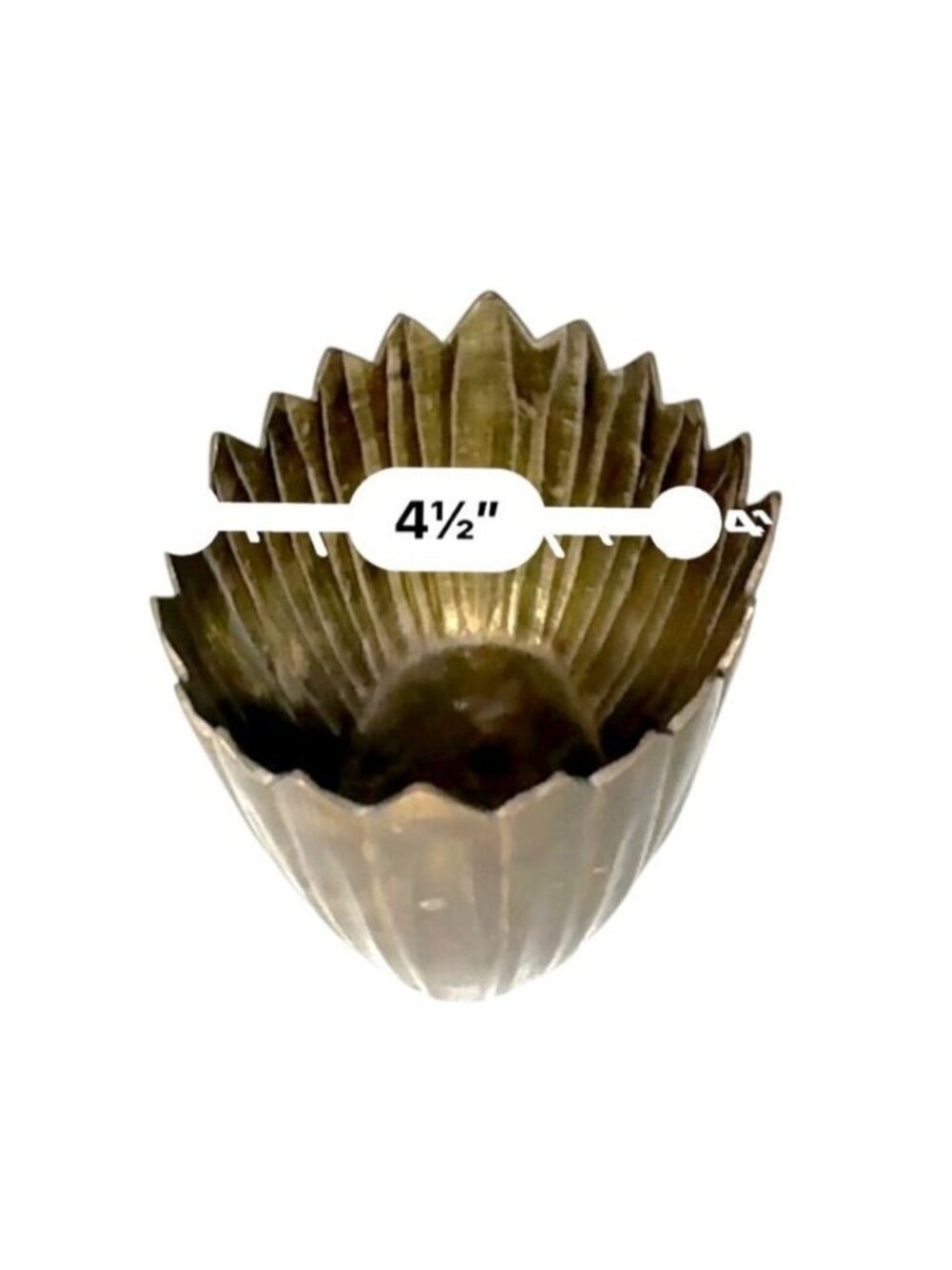Vintage Brass Fluted Decorative Bowl With Scalloped Rim - Picture 10 of 10